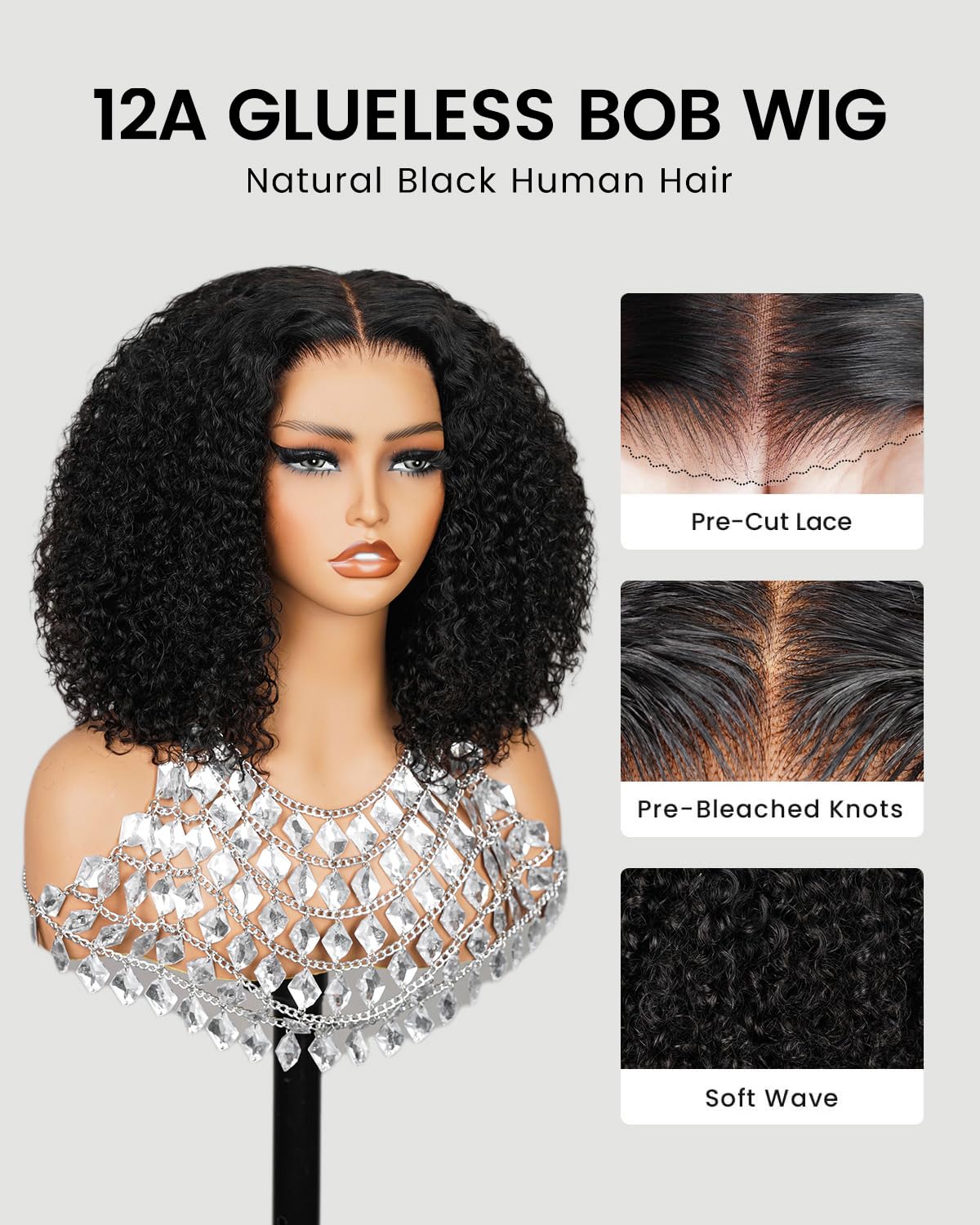 Glueless Kinky Curly Bob Wig