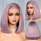 Pre-Everything Glueless Ash Purple Straight Bob with Invisible Knots