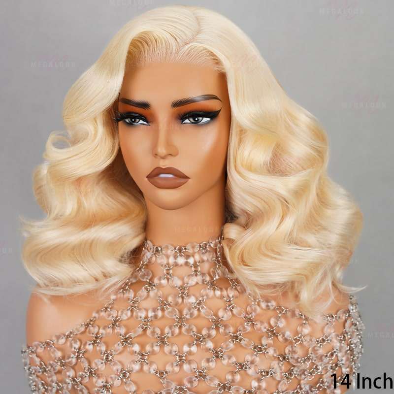 61B Blonde Pre-cut Short Bob Wavy Glueless Wig