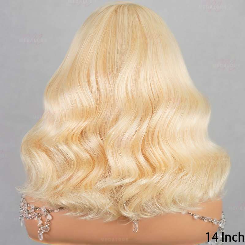 61B Blonde Pre-cut Short Bob Wavy Glueless Wig